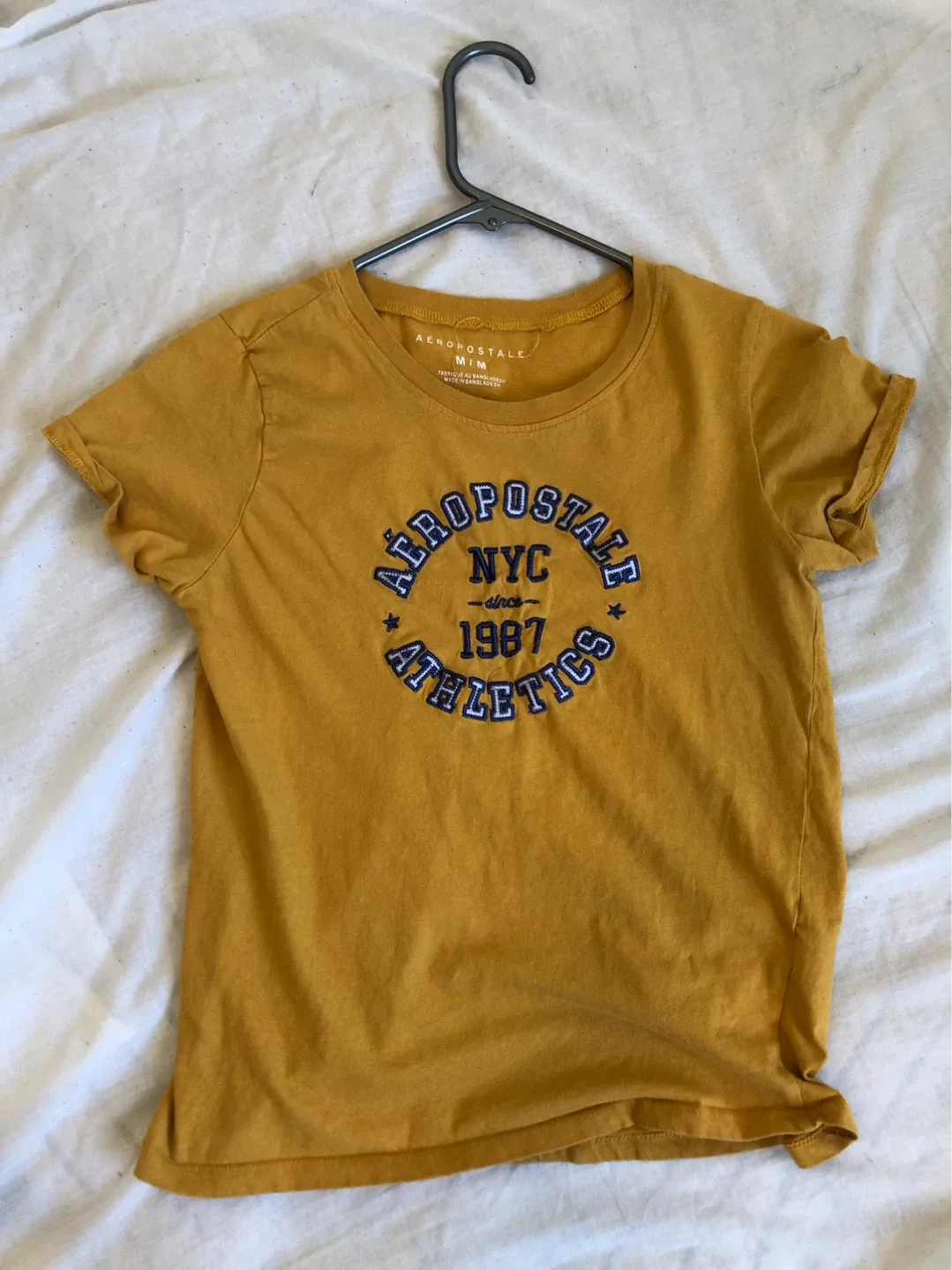 Aeropostale NYC 1987 Athletic T-Shirt - Mustard Yellow - Medium