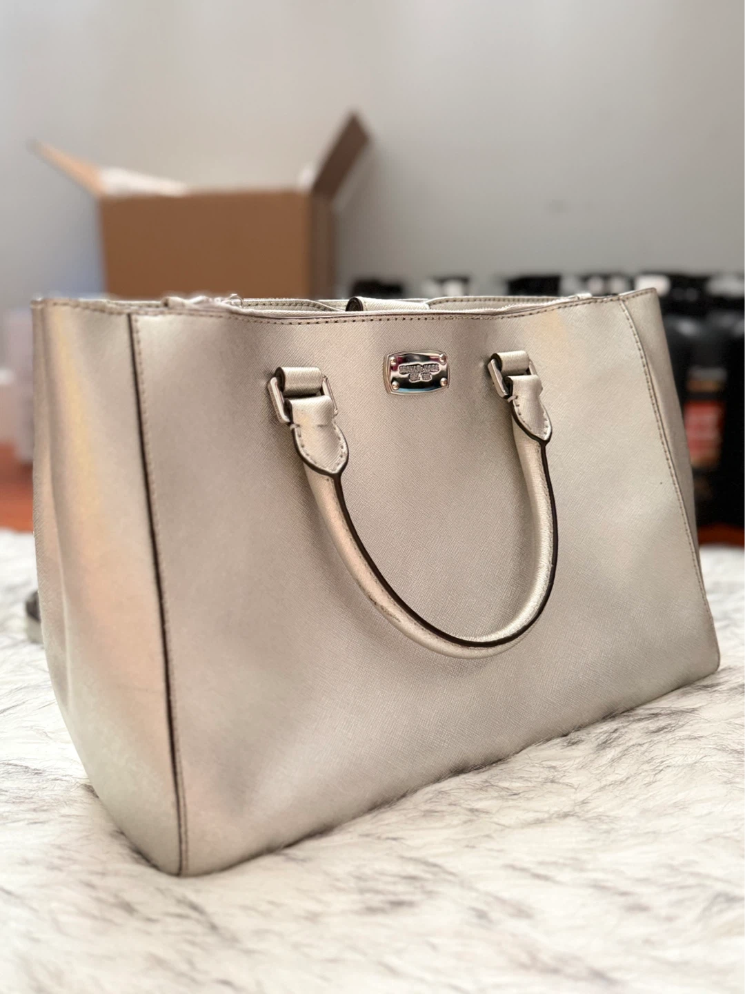 Michael Kors Silver Handbag with Strap