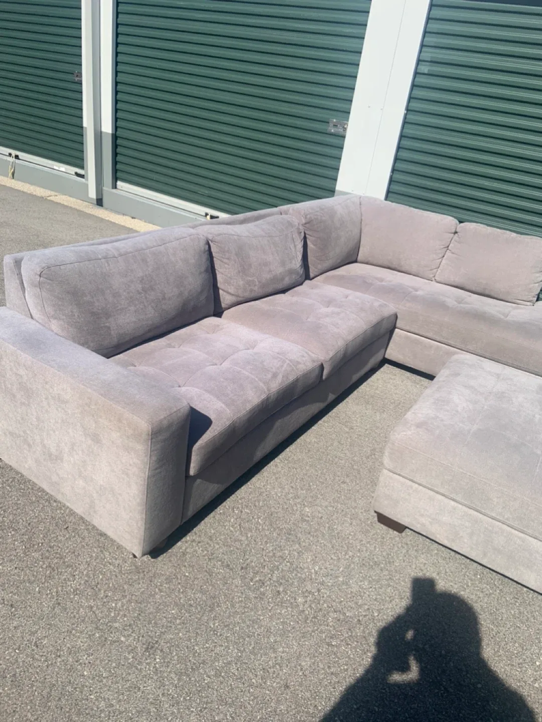 Light Gray Sectional Sofa with Ottoman - photo 2