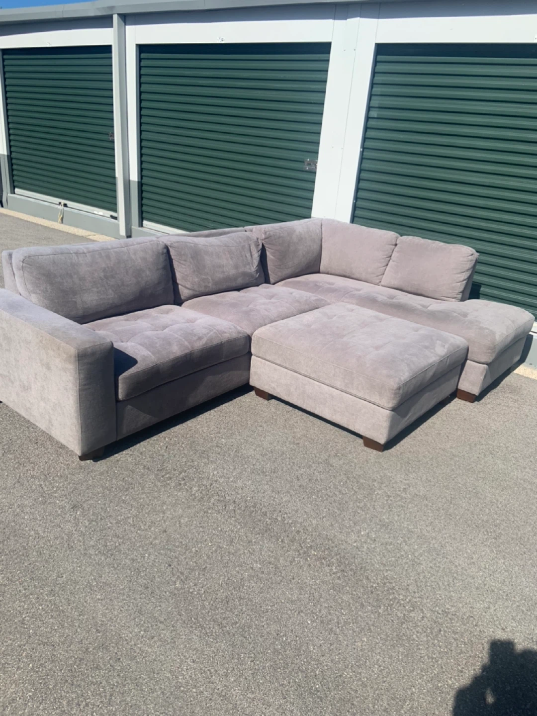 Light Gray Sectional Sofa with Ottoman