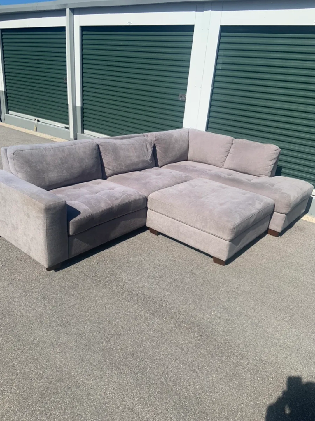 Light Gray Sectional Sofa with Ottoman