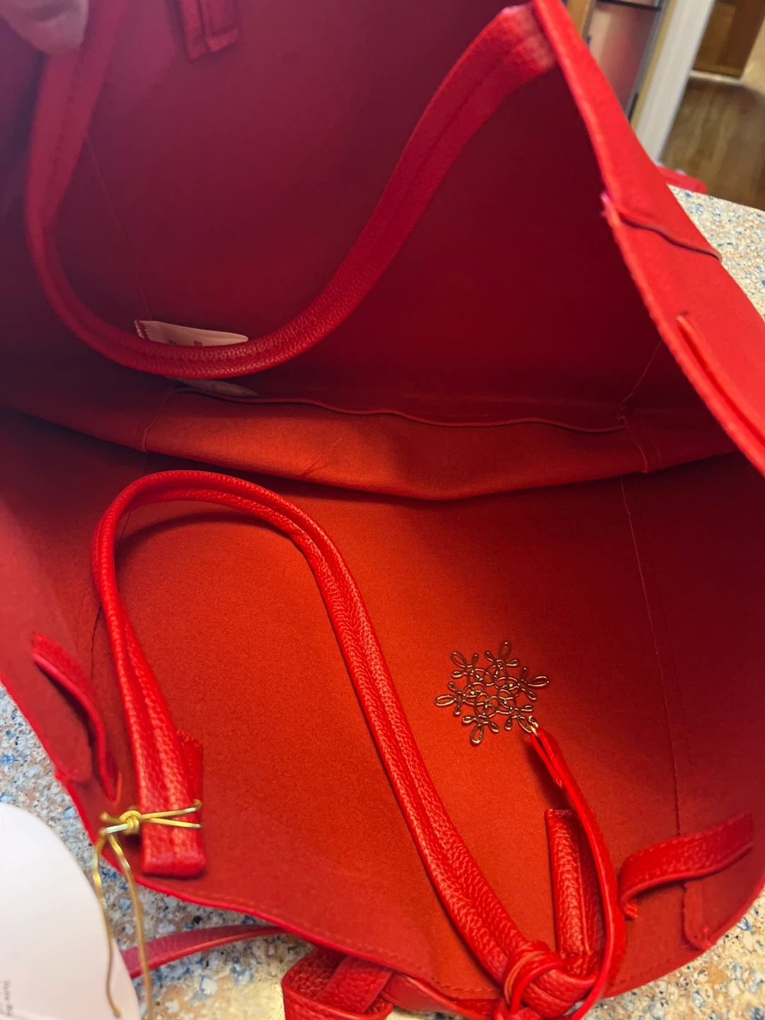Red Tote Bag with Snowflake Charm - photo 3
