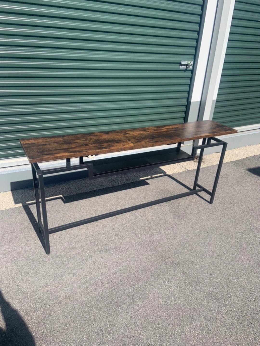 Rustic Wood Console Table with Black Metal Frame - photo 2