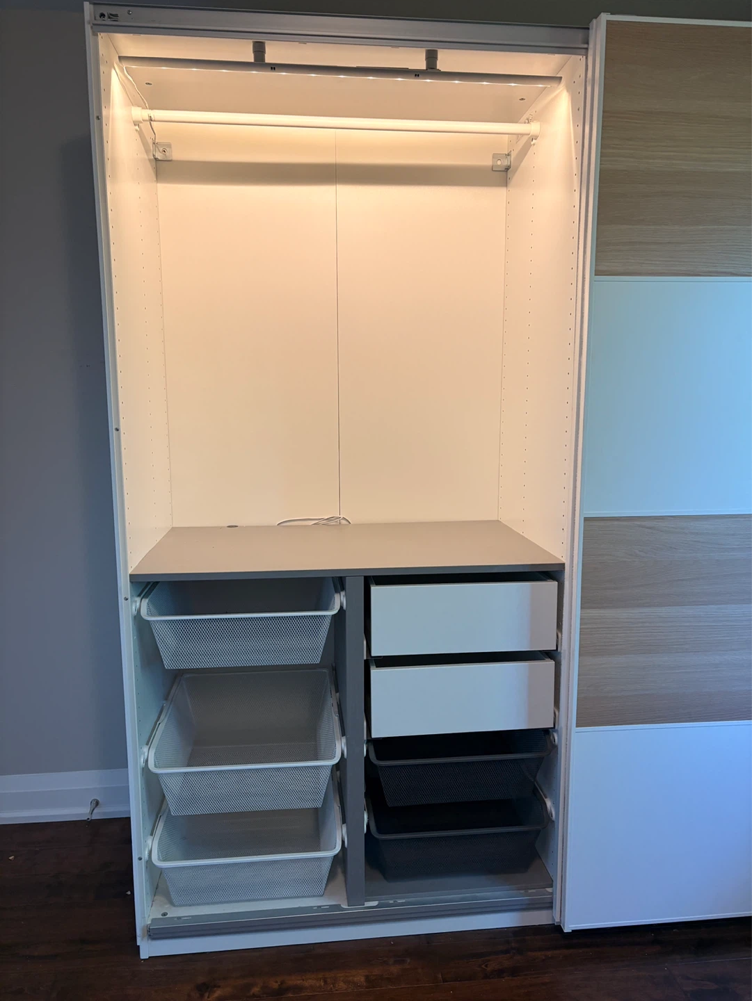 IKEA Modular Sliding-Door Closet / Wardrobe – Brown & White - photo 3