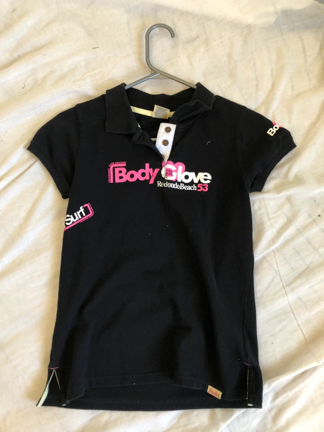 Gyaru Body Glove Black Surf Polo Shirt