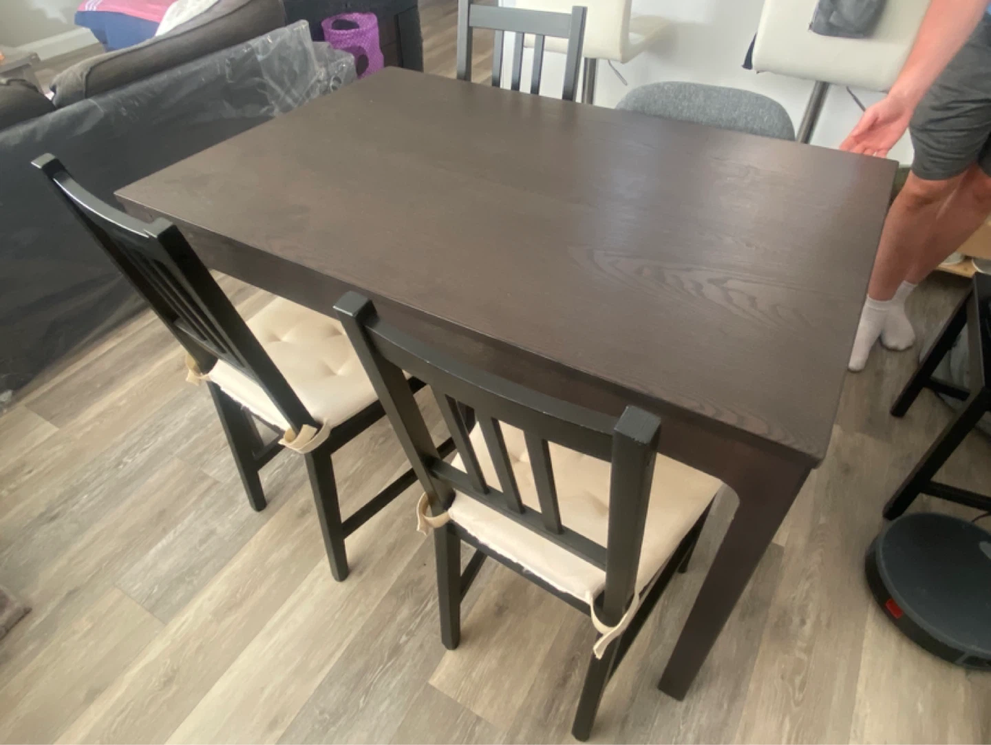 Expandable Dark Brown Dining Table with 4 Chairs - photo 4