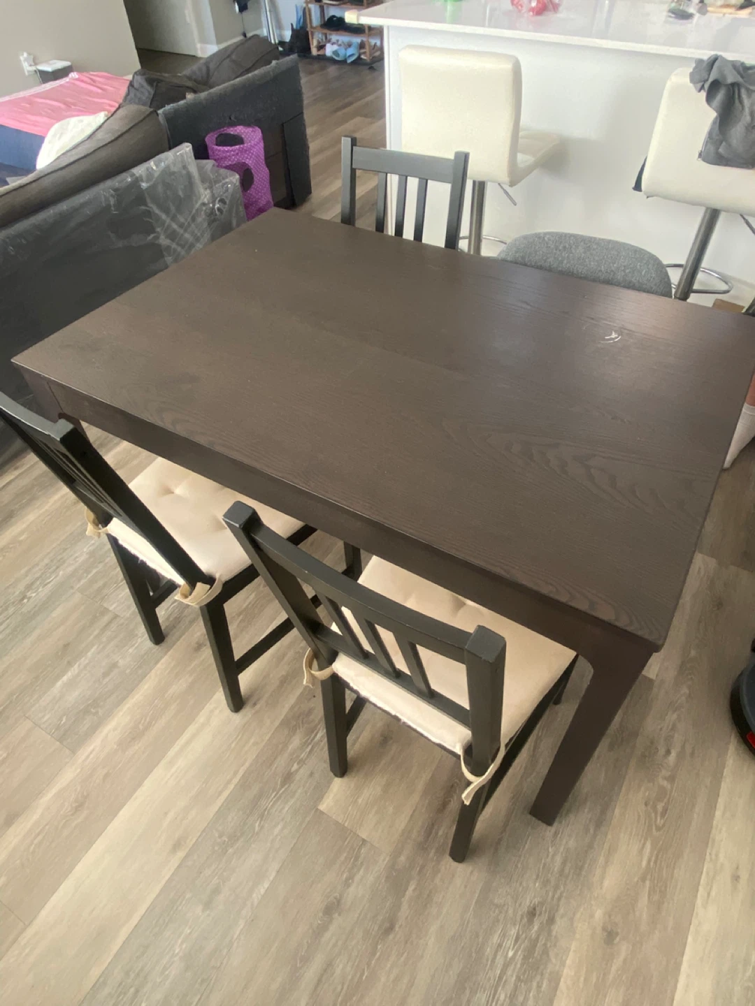Expandable Dark Brown Dining Table with 4 Chairs - photo 2