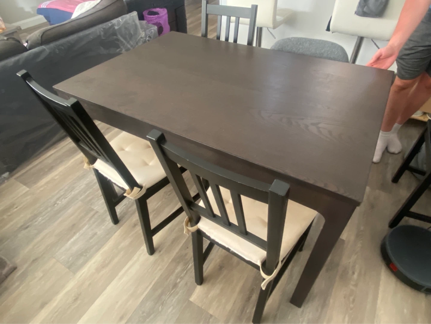 Expandable Dark Brown Dining Table with 4 Chairs - photo 3