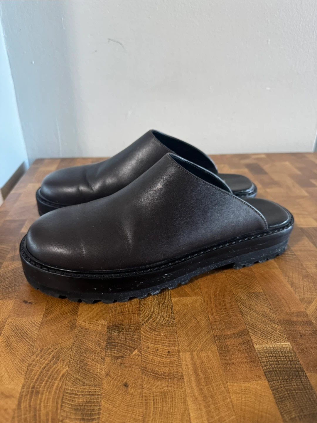Zara Brown Leather Mule Clogs Size 38 - photo 2