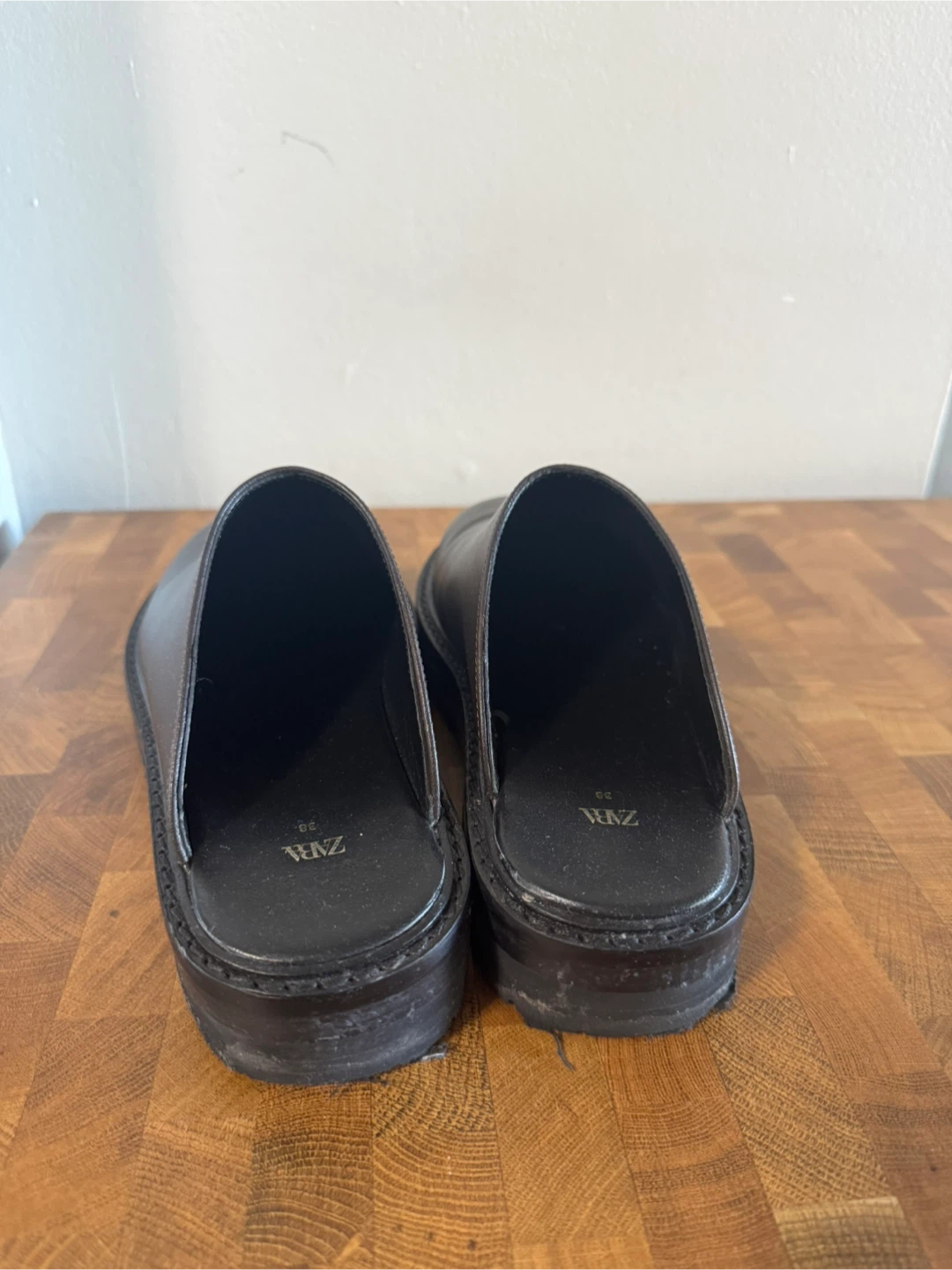 Zara Brown Leather Mule Clogs Size 38 - photo 3