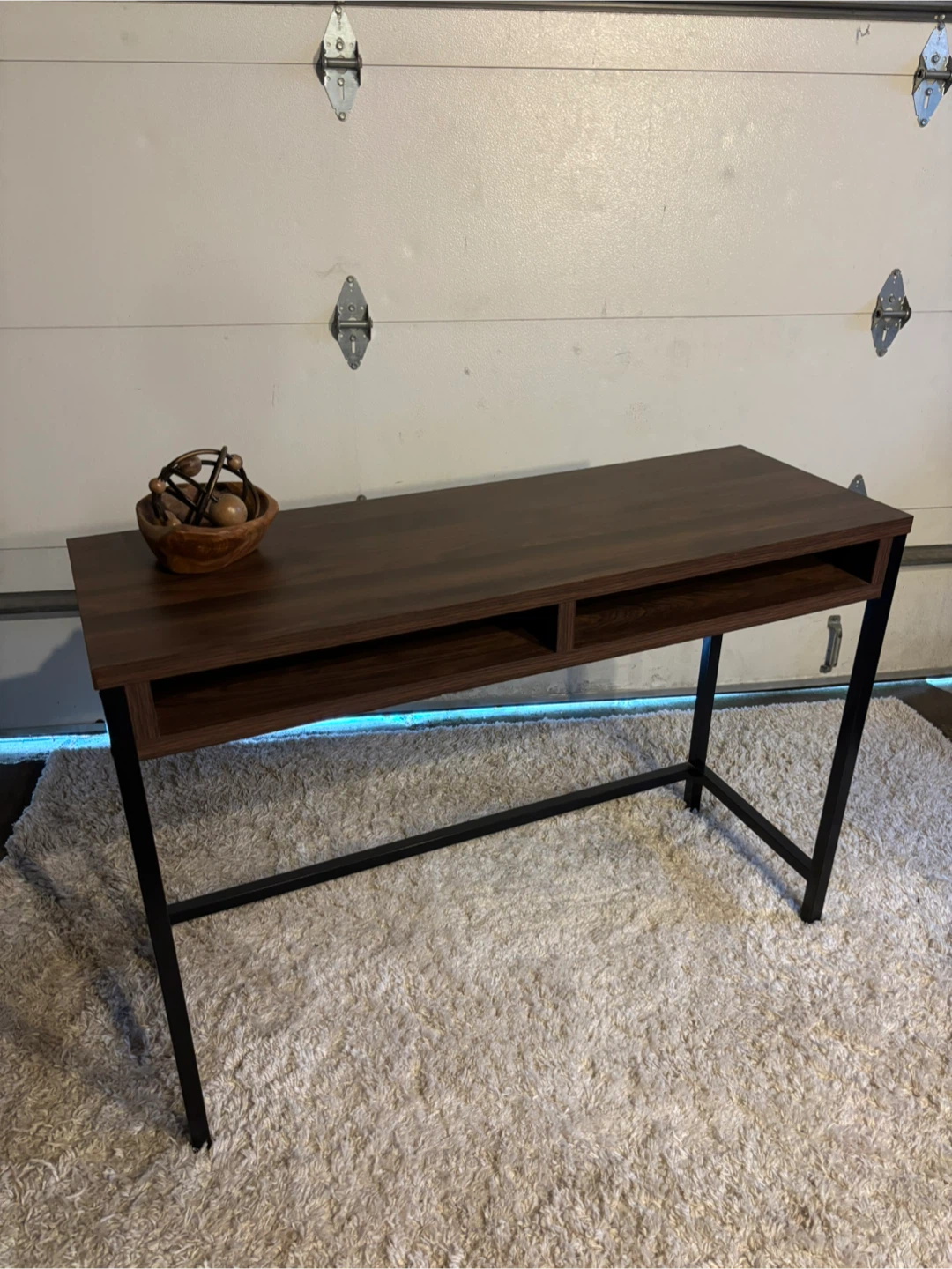 Dark Wood Finish Desk with Metal Legs - photo 2