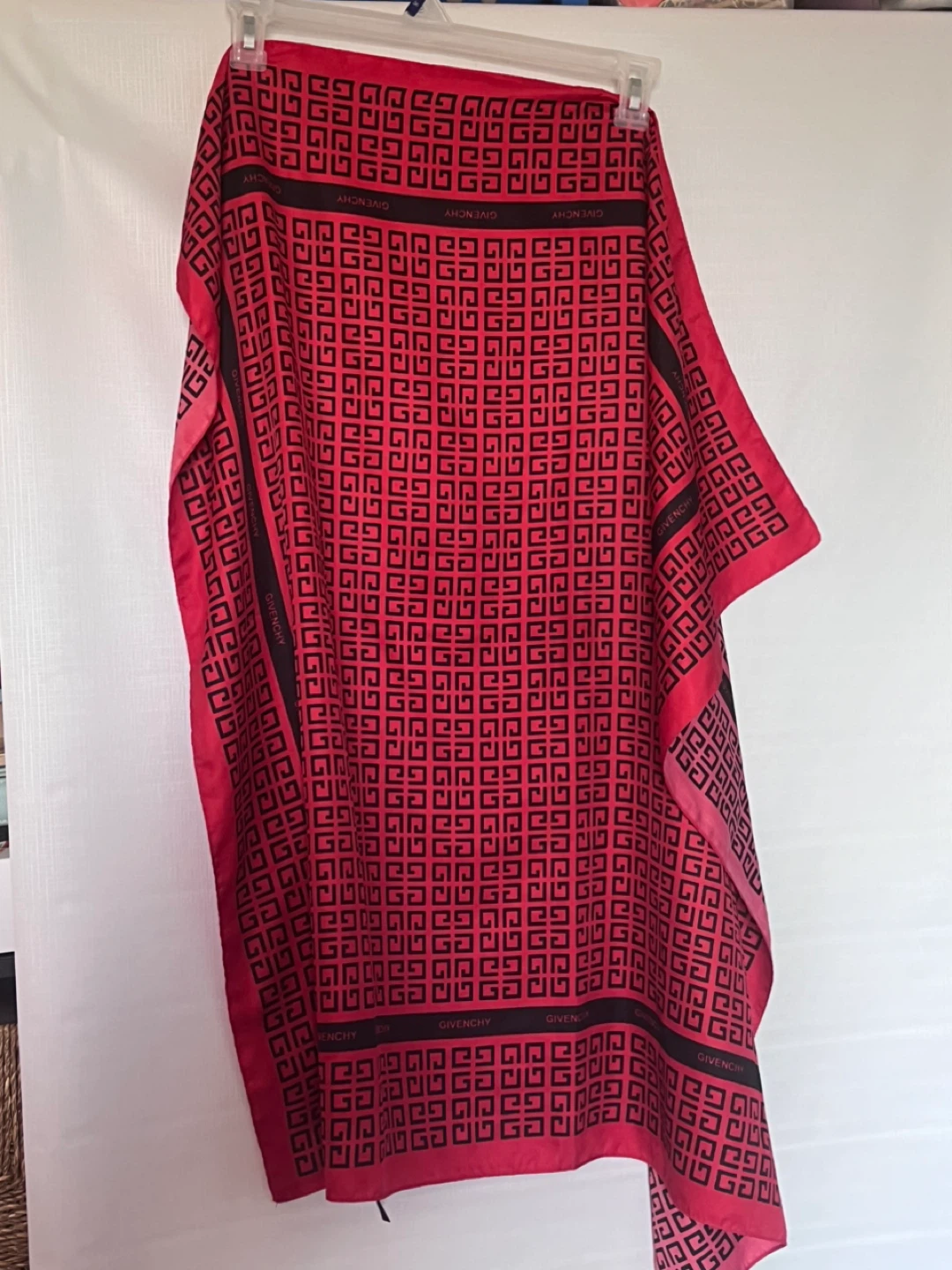Givenchy Silk Scarf Red Black G Cube Pattern - photo 4