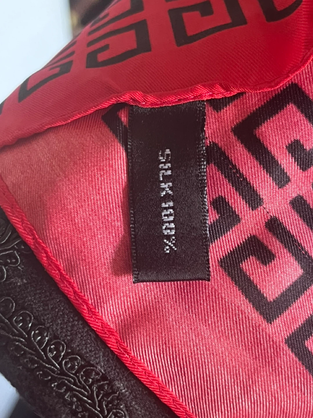 Givenchy Silk Scarf Red Black G Cube Pattern - photo 2