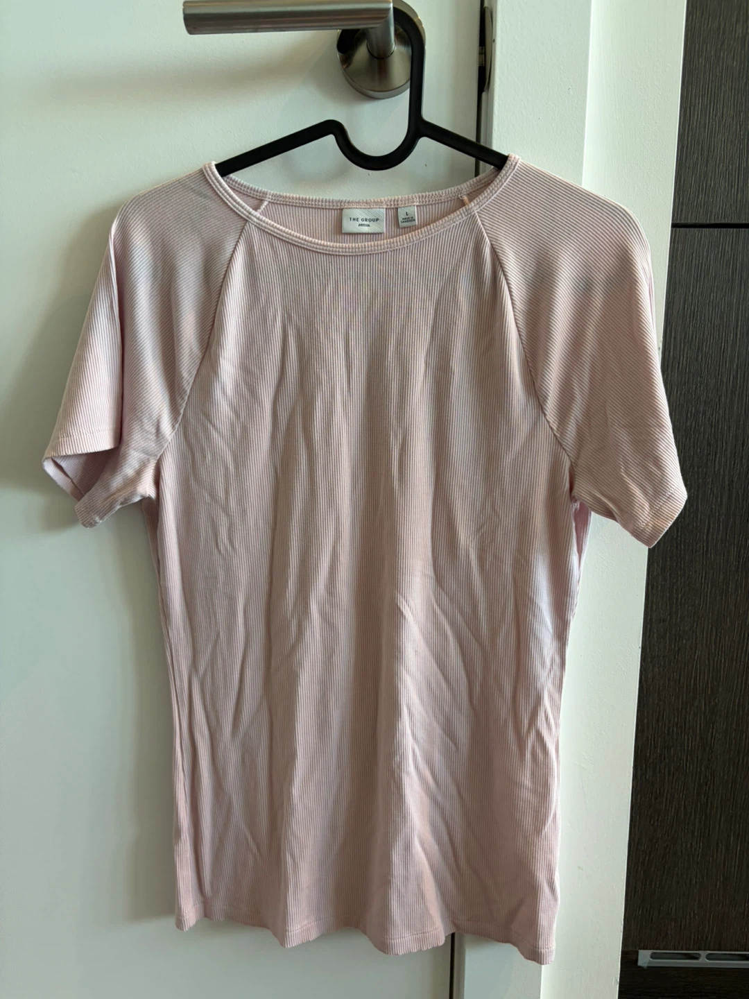 Aritzia Pink Ribbed T-Shirt