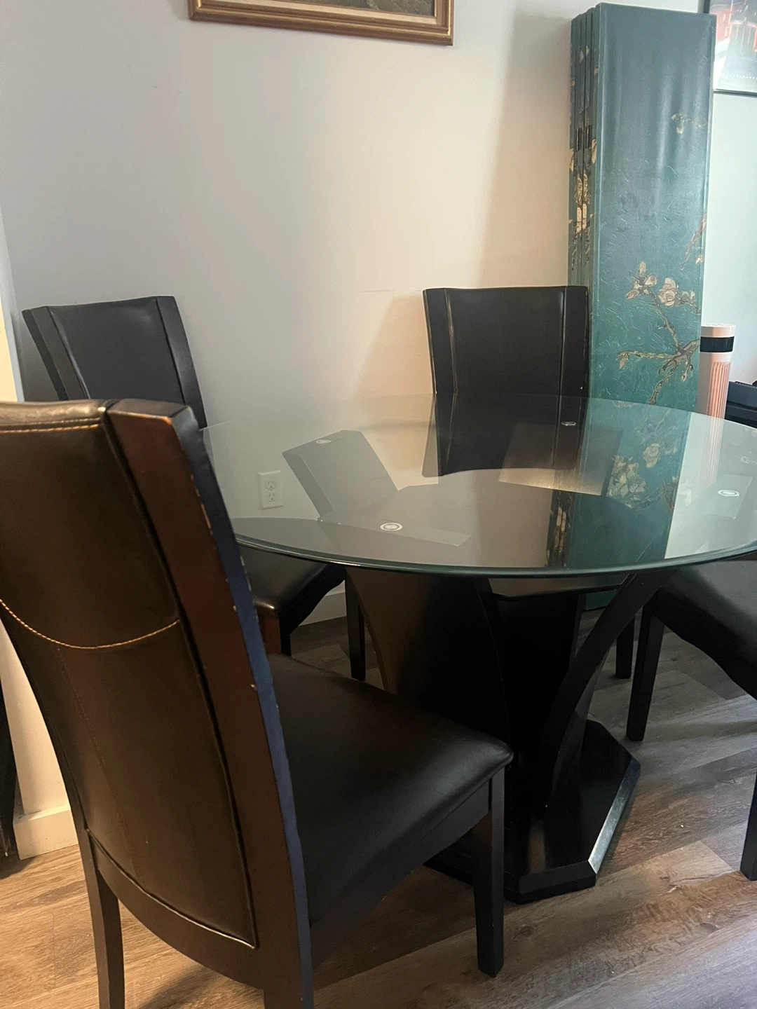 Glass Top Dining Table with 4 Chairs