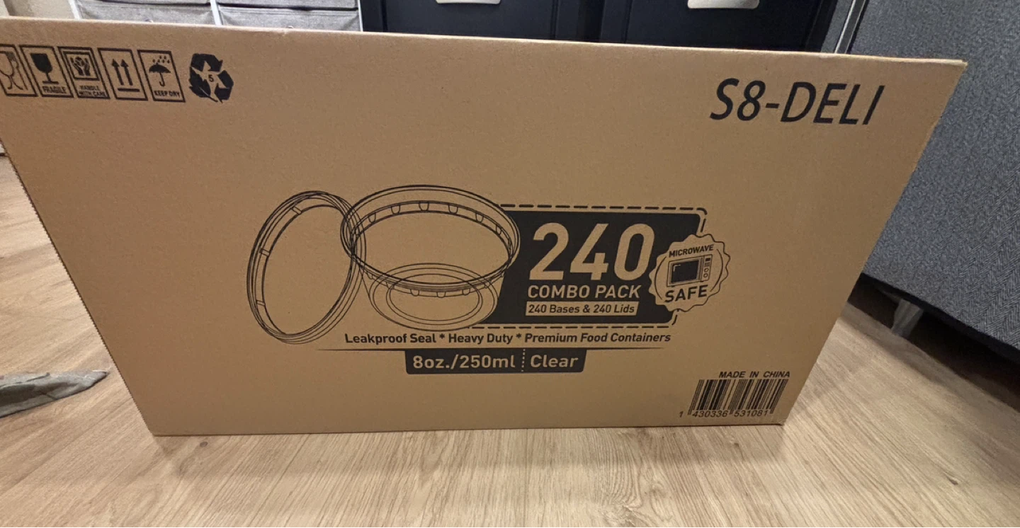 S8-DELI 240 Pack Food Containers with Lids - 8oz/250ml Clear