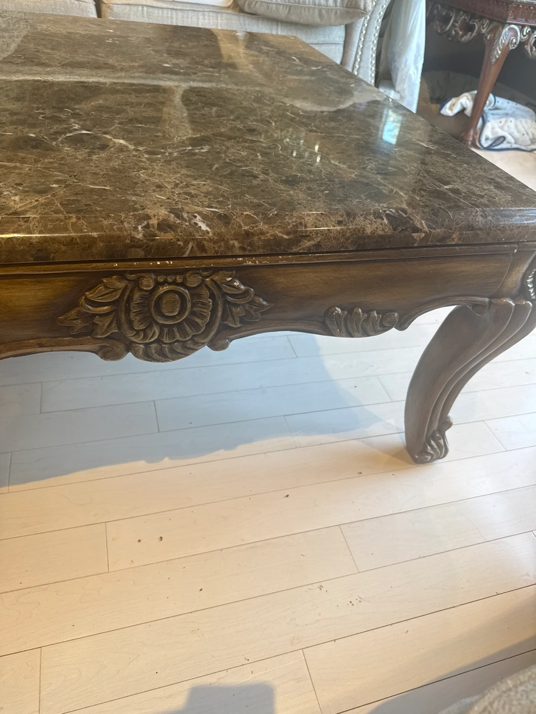 Ornate Coffee Table with Marble Top - photo 4