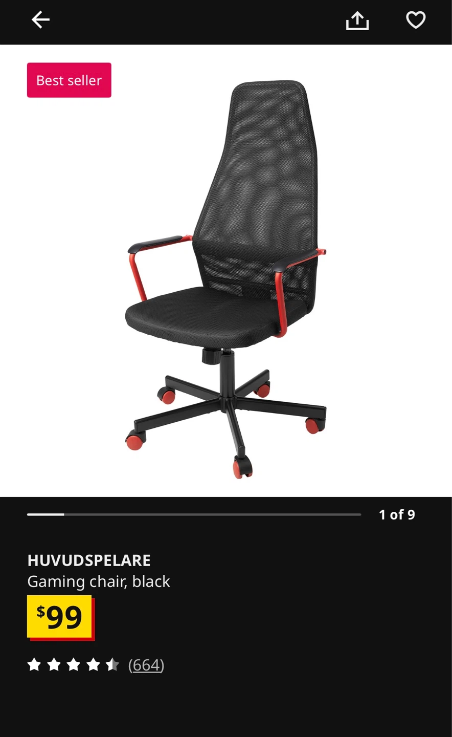 IKEA HUFVUDSPELARE Gaming Chair - Black - photo 5
