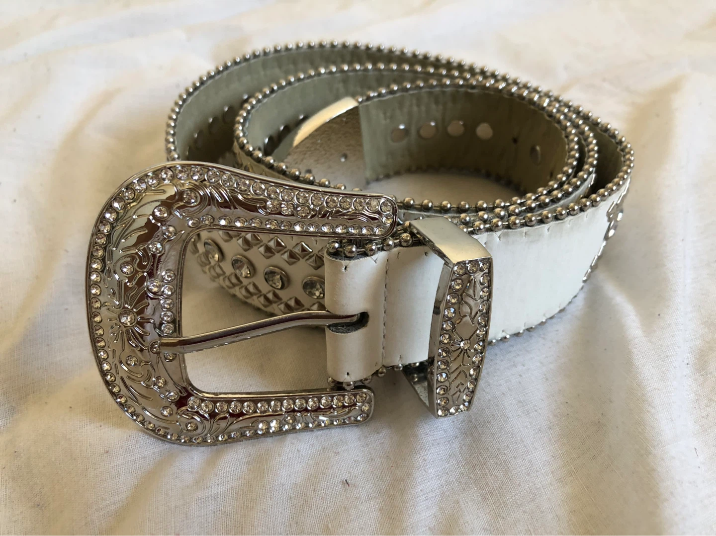 White Rhinestone Studded Western Belt - photo 2