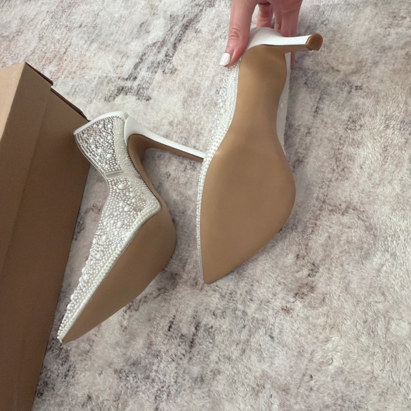 Steve Madden White Pearl Embellished Heels - photo 3