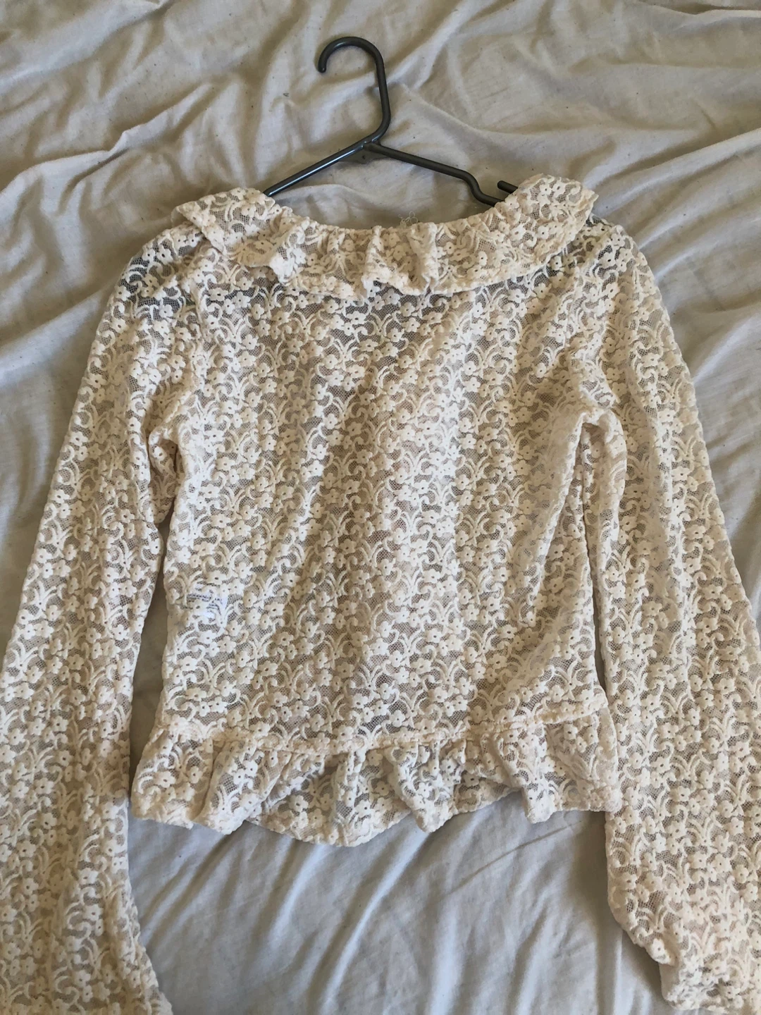 Cream Lace Blouse with Ruffle Collar - photo 2