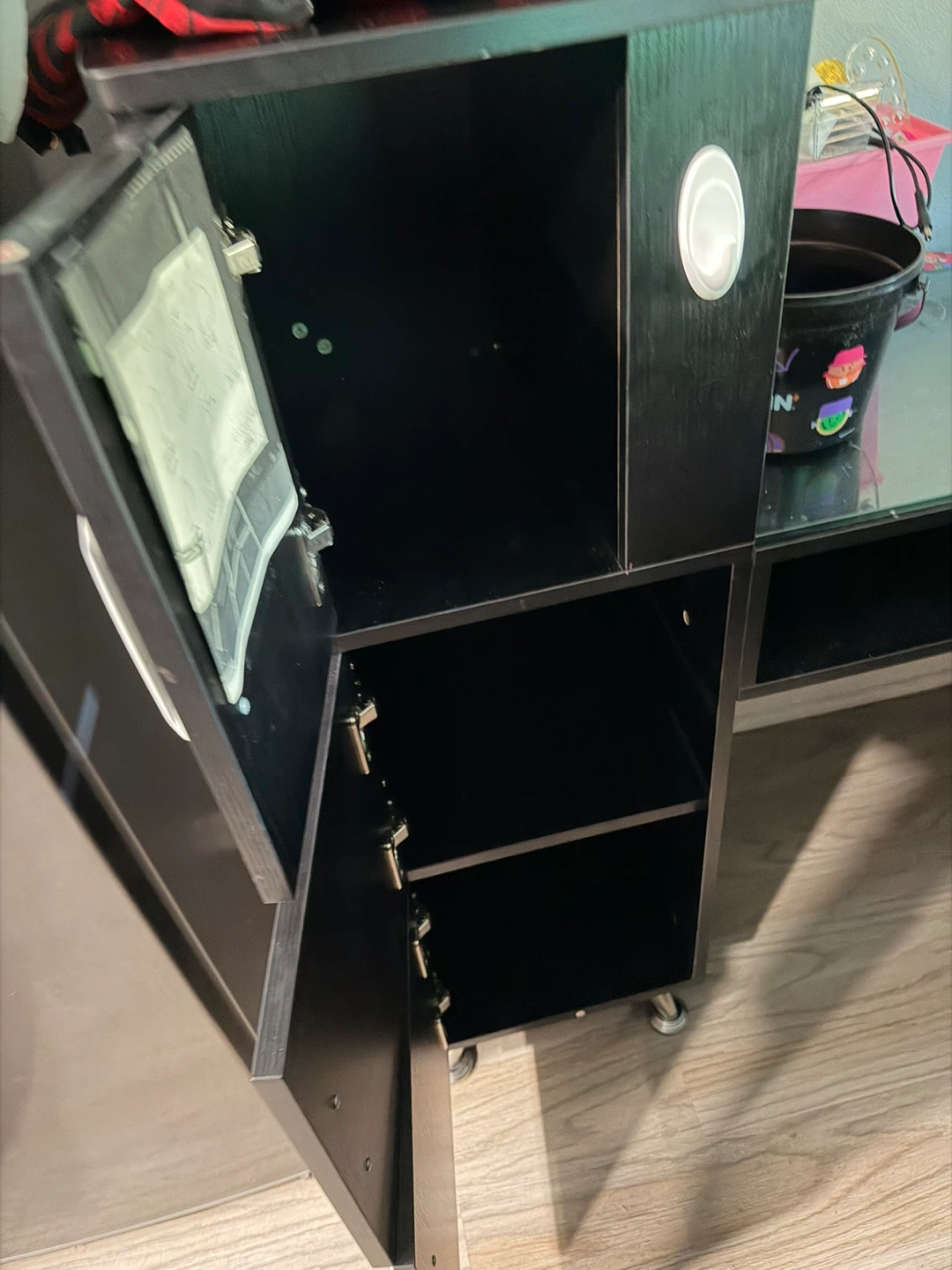 Nail deck Black Storage Cabinet Desk