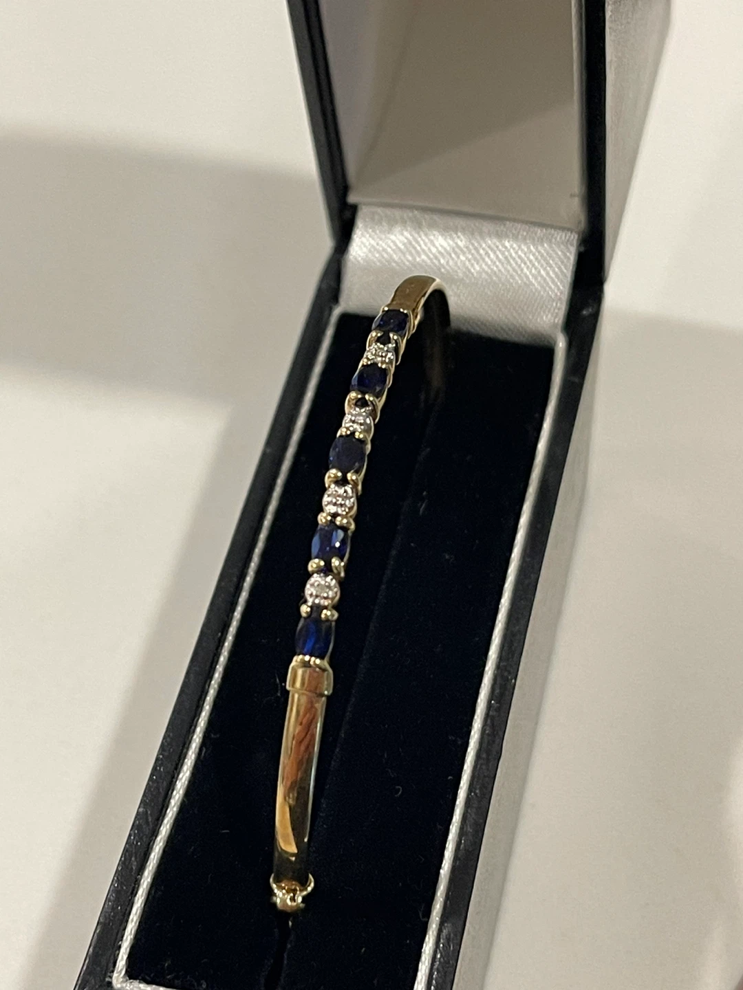10k Gold Bangle Bracelet with Sapphires and Diamonds