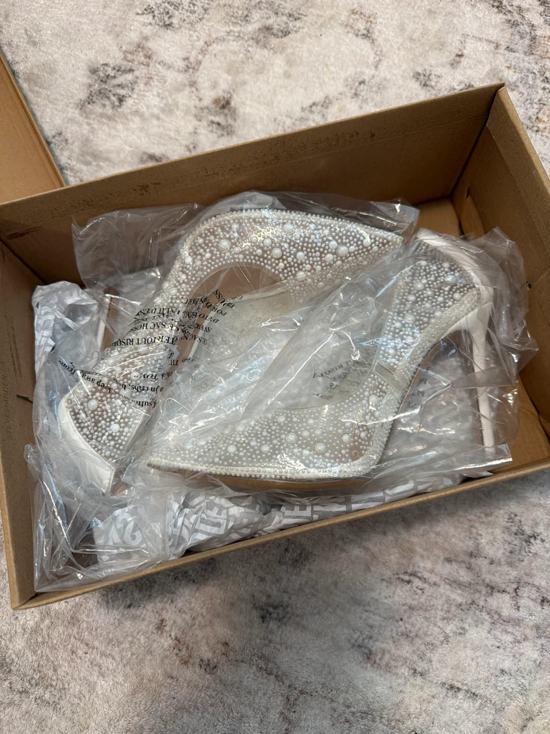 Steve Madden White Pearl Embellished Heels - photo 4