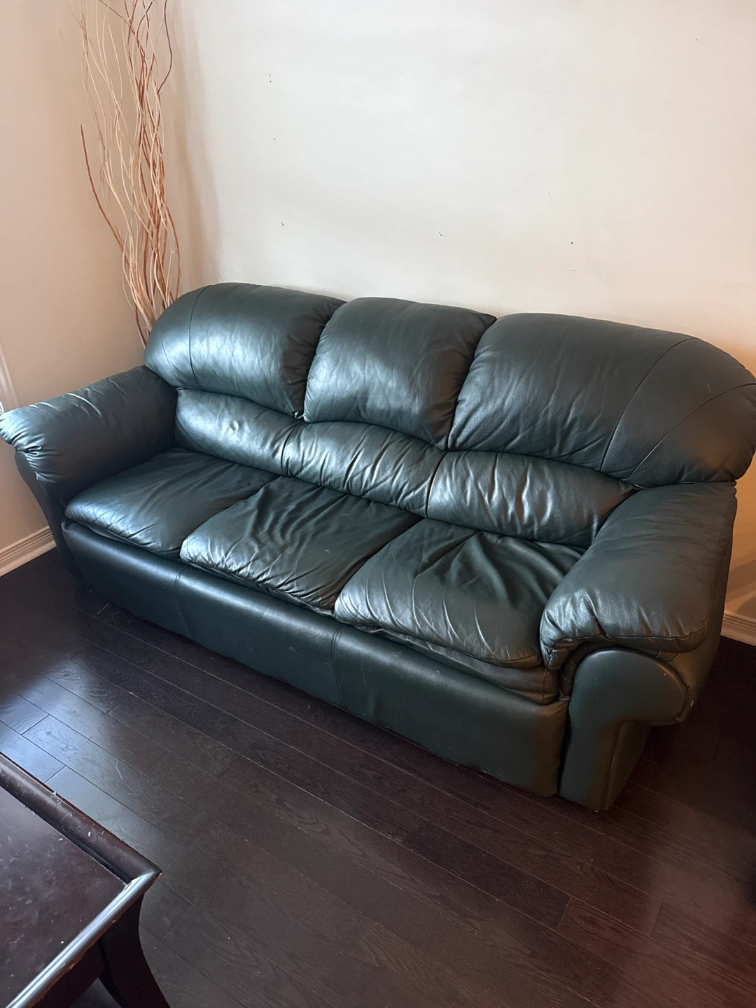 Dark Green Leather Sofa