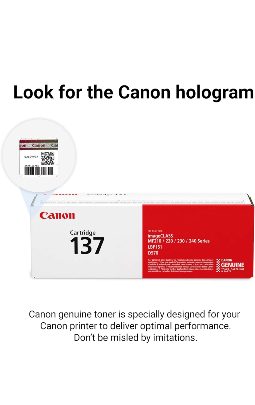 Canon Genuine Toner Cartridge 137 Black