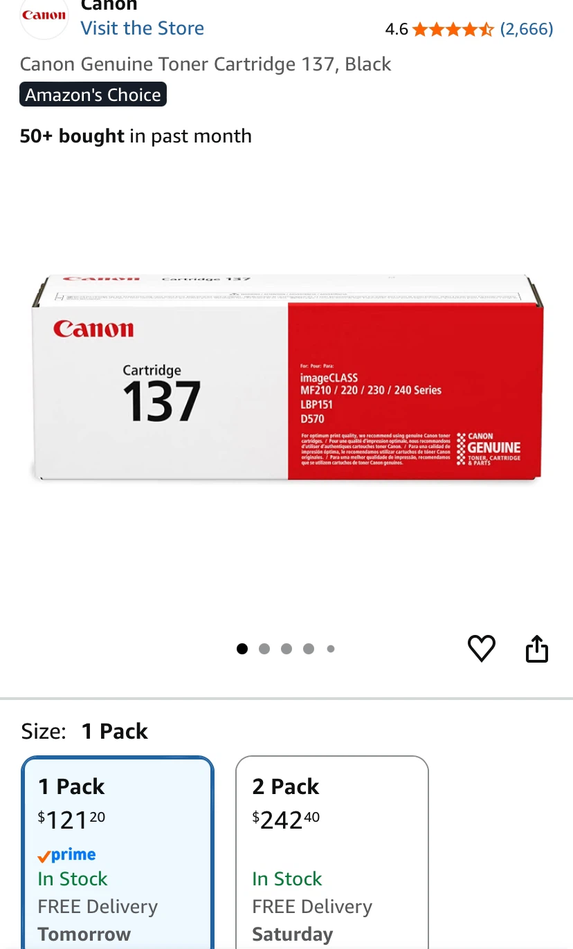 Canon Genuine Toner Cartridge 137 Black - photo 4