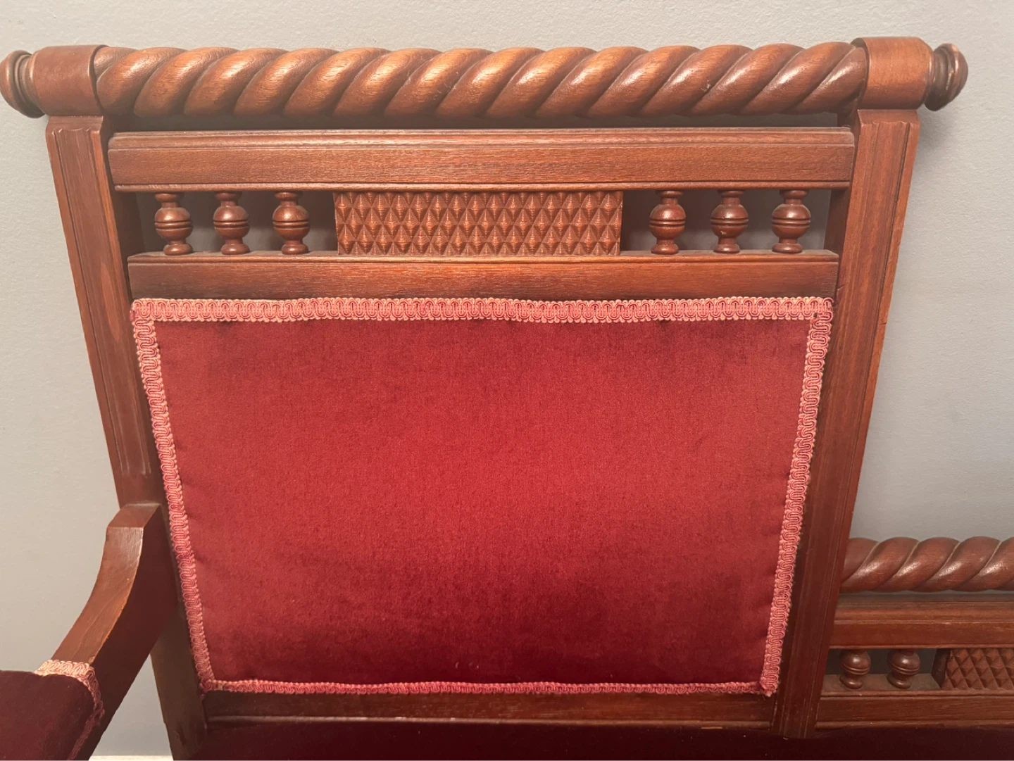 Vintage Red Velvet Accent Parlour Chair - photo 5