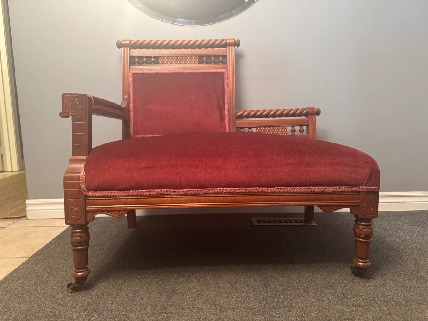 Vintage Red Velvet Accent Parlour Chair