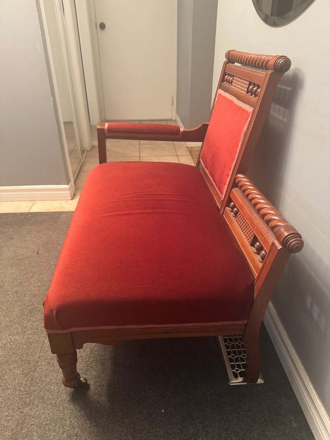 Vintage Red Velvet Accent Parlour Chair - photo 4
