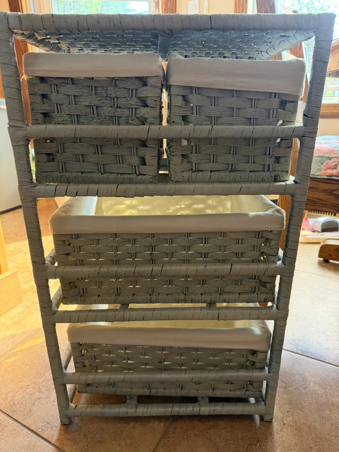 Wicker and canvas 3-Tier Storage - photo 3