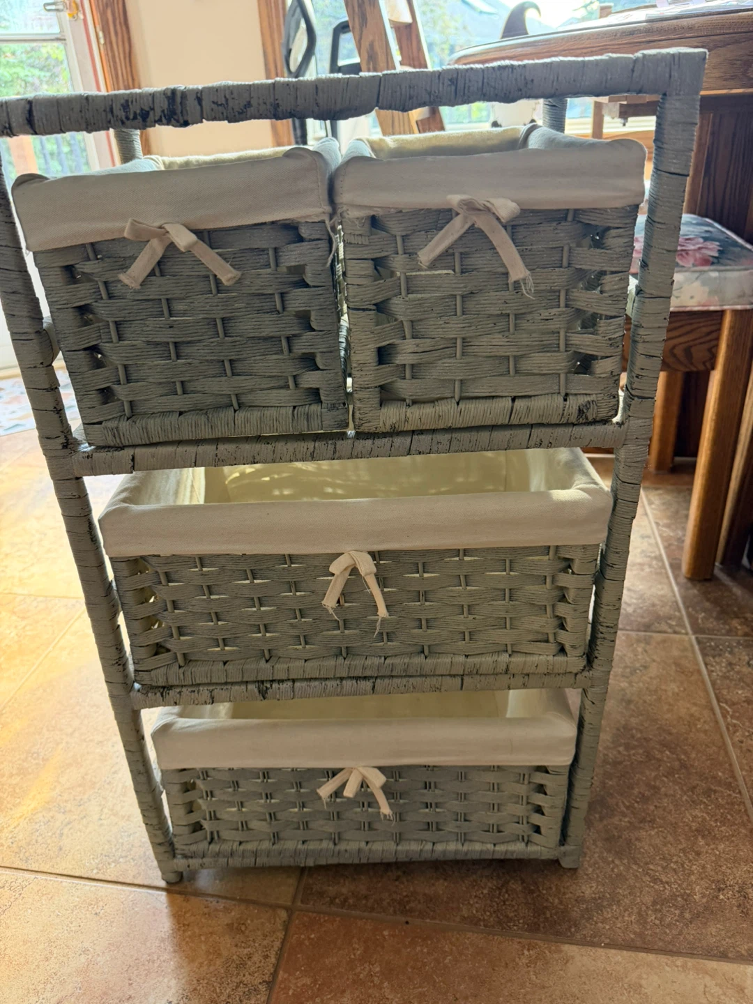 Wicker and canvas 3-Tier Storage