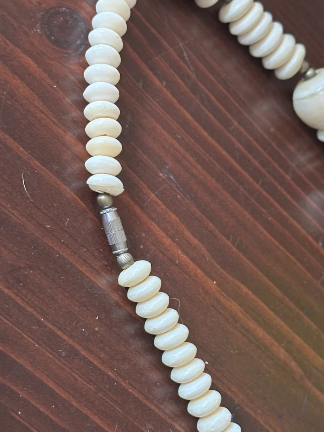 Mid Century Beaded Bone Necklace 23” long - photo 4