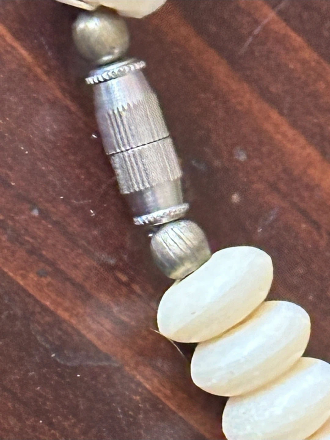 Mid Century Beaded Bone Necklace 23” long - photo 5
