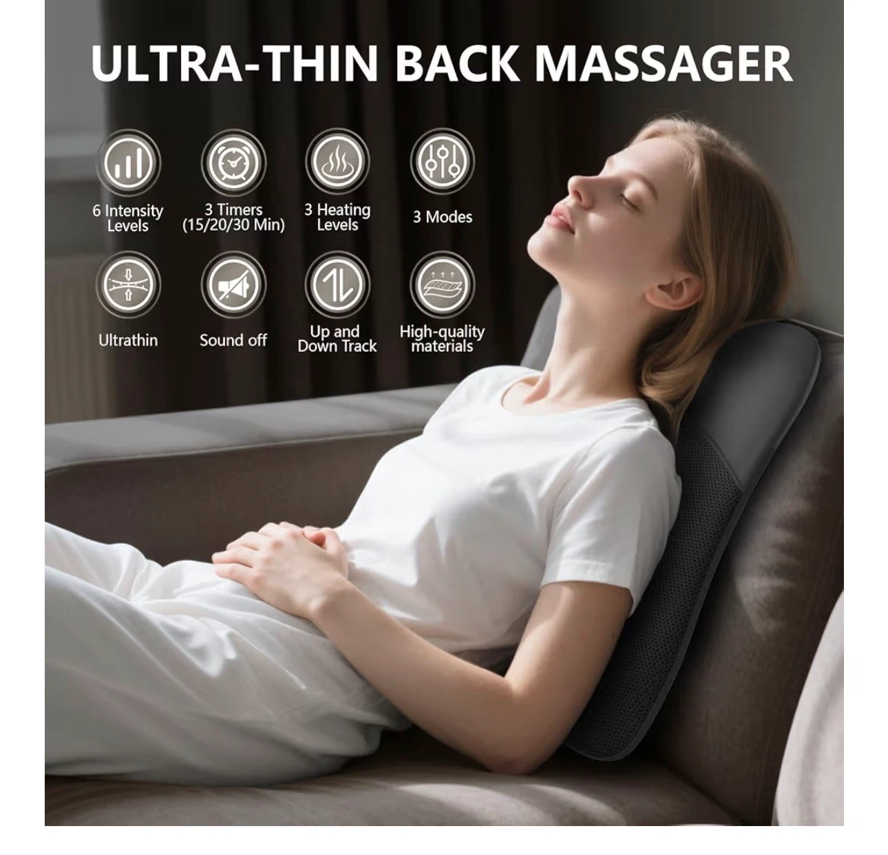 PryKey Ultrathin 4D Shiatsu Back Massager with Heat UBM - photo 2