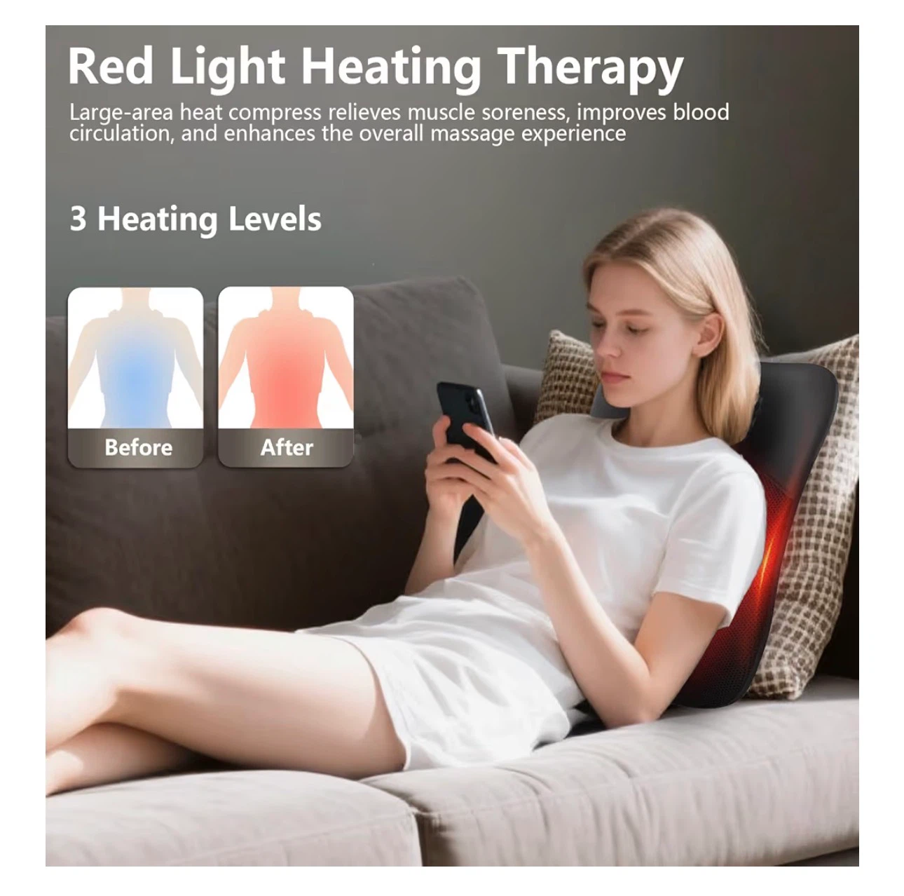 PryKey Ultrathin 4D Shiatsu Back Massager with Heat UBM - photo 4