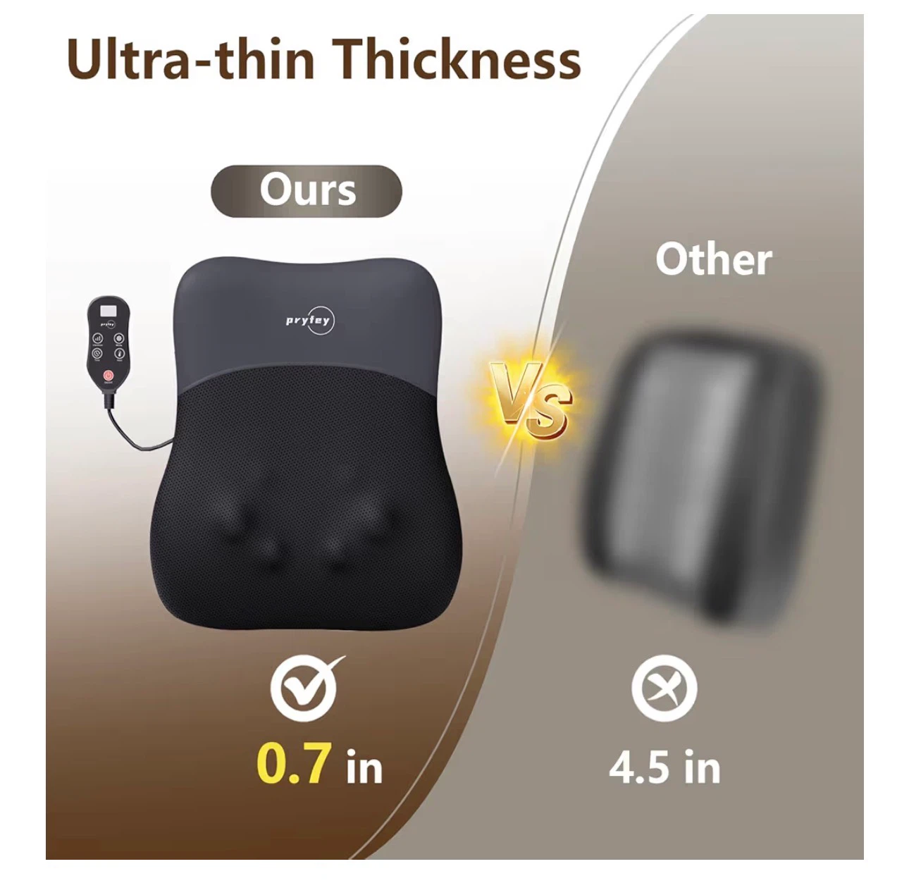 PryKey Ultrathin 4D Shiatsu Back Massager with Heat UBM - photo 5
