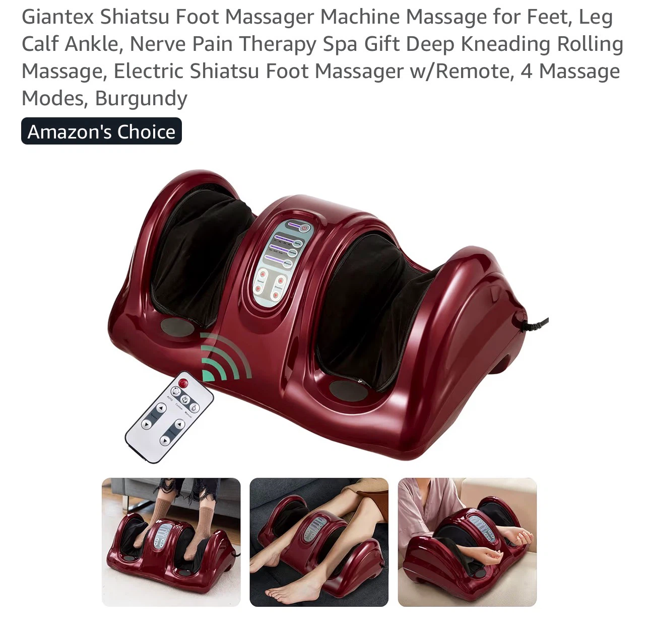 Giantex Shiatsu Foot Massager Machine - Burgundy FM22