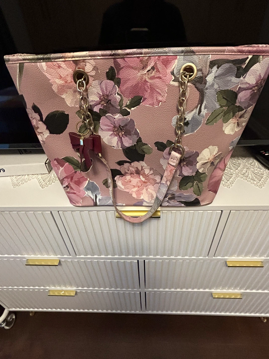 Pink Floral Tote Bag