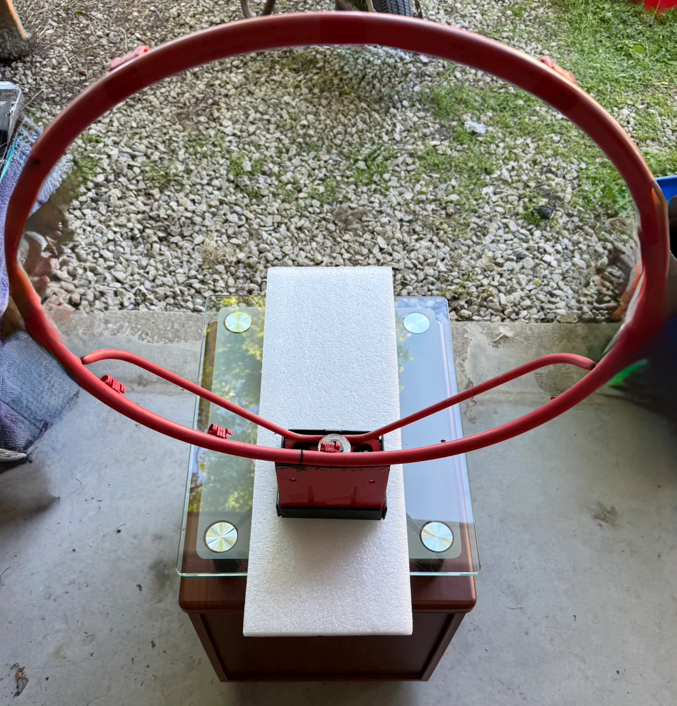 Red Metal Collapsable Basketball Hoop Rim