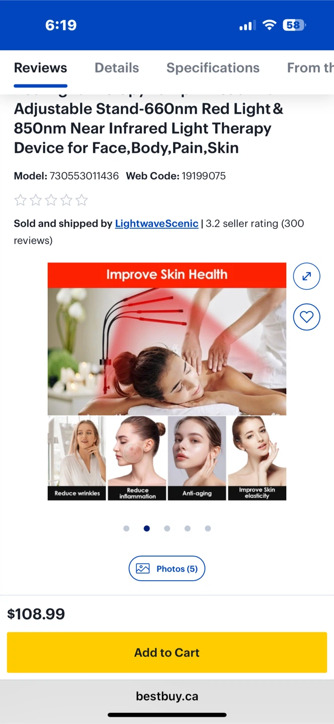 Adjustable Red Light Therapy Lamp 660nm & 850nm