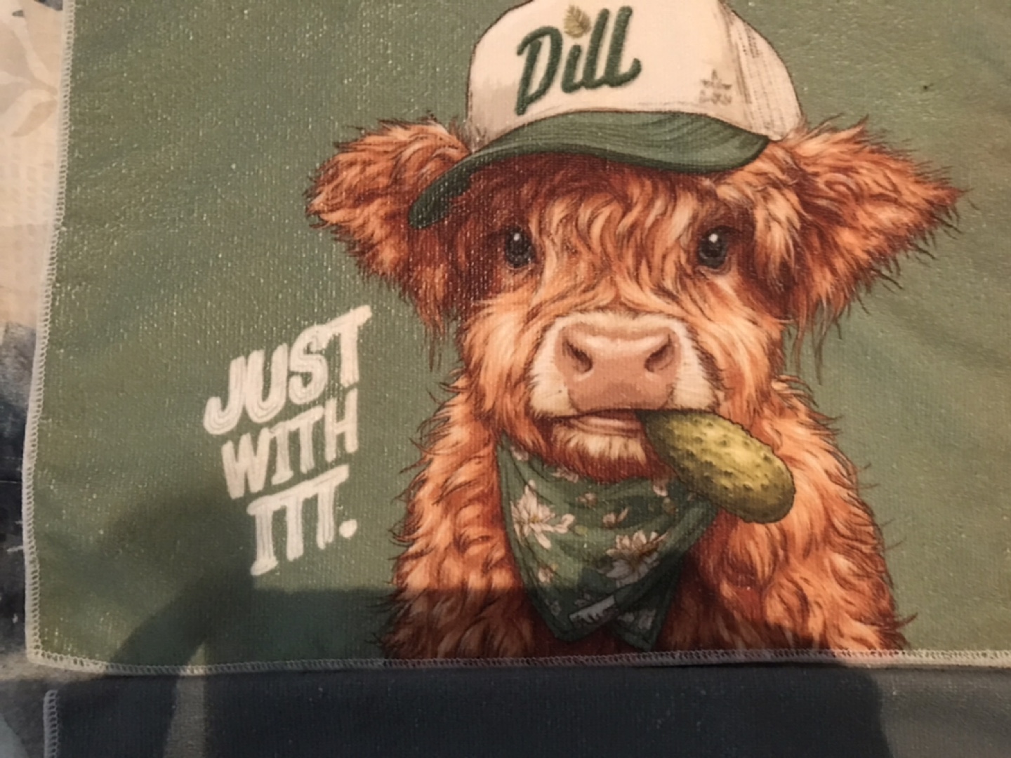 Cute Highland Cow "Just Dill" Kitchen Towels (Set of 2) - photo 3