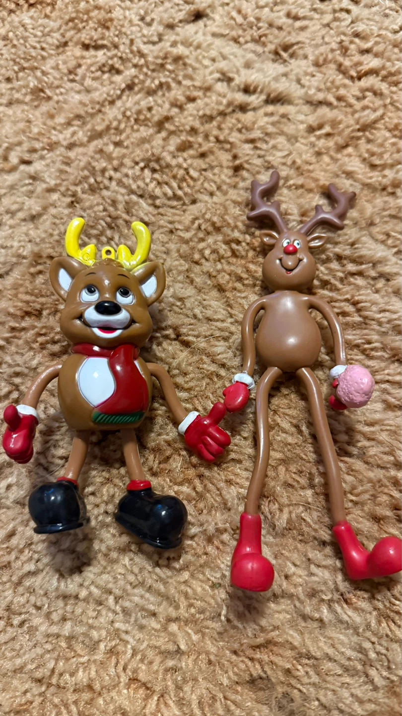 Set of 2 Bendable Reindeer Christmas Figures