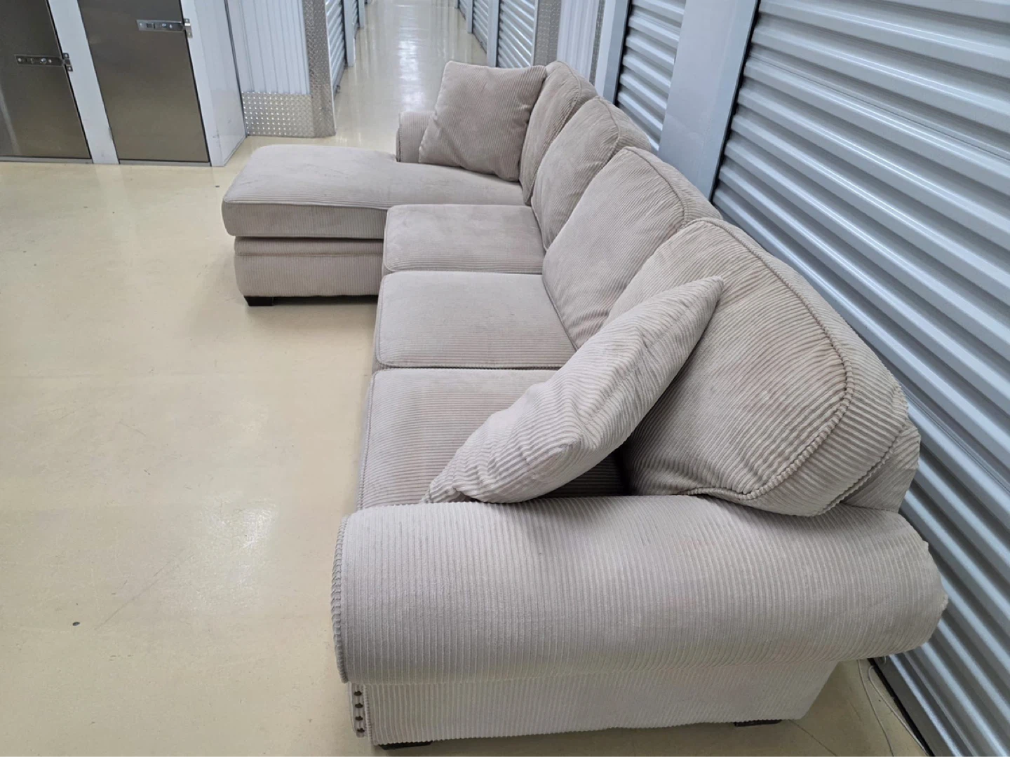 Sectional Couch - Beige Corduroy - photo 4