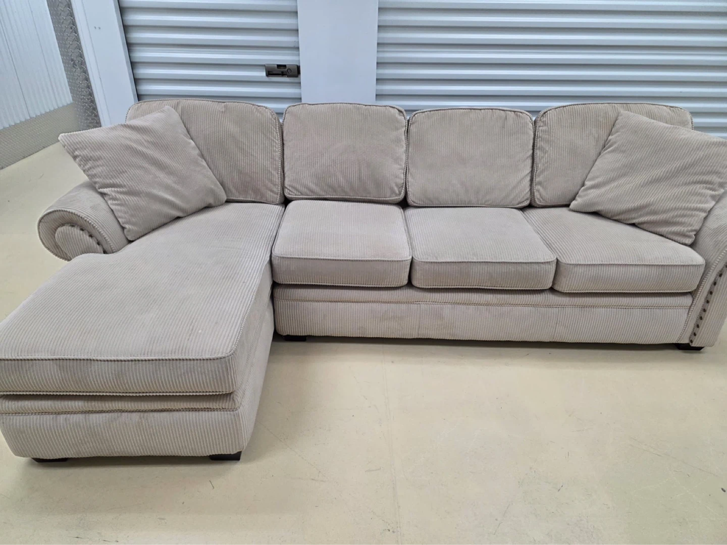 Sectional Couch - Beige Corduroy - photo 3