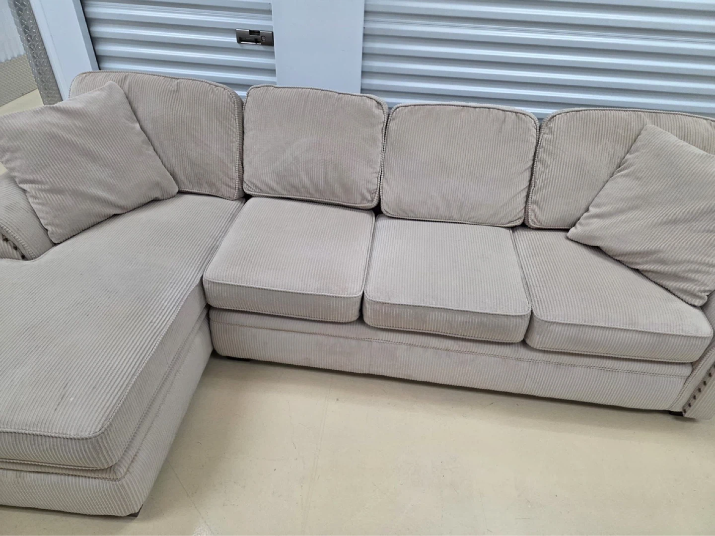 Sectional Couch - Beige Corduroy - photo 5